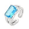 304 Stainless Steel Cubic Zirconia Open Cuff Ring for Women RJEW-S406-05P-05-1
