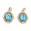 Synthetic Turquoise Oval Pendants KK-U043-44G-C-1