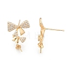 Brass Pave Clear Cubic Zirconia Stud Earring Findings KK-N216-537-5