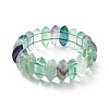 Bicone Natural Fluorite Beads Stretch Bracelets for Women Men BJEW-C097-05H-4