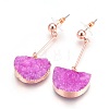 Natural Druzy Quartz Dangle Stud Earrings EJEW-F171-02E-1