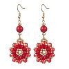 Flower Glass Seed Beads Dangle Earrings EJEW-MZ00697-4