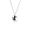 304 Stainless Steel Enamel Black and White Cat Shaped Pendant Box Chain Necklaces for Men WG4CCE4-01-4