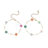 Brass Glass Flower Link Bracelets for Women BJEW-JB12383-2