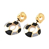 304 Stainless Steel Enamel Dangle Stud Earrings for Women EJEW-F353-01G-02-4