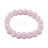 Natural Rose Quartz Bead Stretch Bracelets BJEW-K212-A-045-6