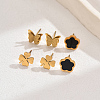 Stainless Steel Flower Butterfly Clover Stud Earring Sets NE4706-3