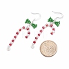 Glass Beaded Christmas Candy Cane with Bowknot Dangle Earrings EJEW-TA00080-4