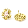 Flower Brass Micro Pave Cubic Zirconia Stud Earrings EJEW-L270-13G-1