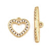 Heart Brass Micro Pave Clear Cubic Zirconia Toggle Clasps KK-G548-37G-3