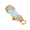 2Pcs Electroplated Natural Quartz Crystal Dyed Copper Wire Wrapped Pendants PALLOY-JF03168-01-5