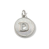 Brass Pave Natural Shell Flat Round with Letter Charms KK-Z115-13P-D-1