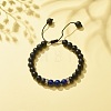 Natural Lava Rock & Lapis Lazuli Braided Bead Bracelet BJEW-TA00115-01-2