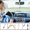4Pcs 4 Colors Cross Zinc Alloy & Resin & Dyed Natural Gemstone Car Rearview Mirror Pendant Decorations HJEW-PH0002-03-4