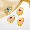 Brass Enamel Locket Pendants KK-P335-04G-1