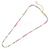 Ethnic Style Rainbow Color Square Natural Shell & Glass & Glass Seed Beaded Necklaces for Women BO1499-5-1
