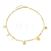 304 Stainless Steel Paperclip Chain Star Pendant Necklaces with Dyed Natural Selenite Beads for Women NJEW-JN06251-03-3