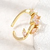 Brass Micro Pave Cubic Zirconia Cuff Open Rings CU-CBA108A-13G-06-2