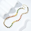 Brass Colorful Rhinestone Rainbow Heart Tennis Necklaces for Women WY6885-1-1