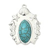 304 Stainless Steel with Dyed Synthetic Turquoise Pendants STAS-G374-05S-13-1