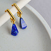 Brass & Natural Lapis Lazuli Hoop Earrings FS-WG916EC-02-2