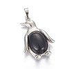 Natural Dyed & Heated Black Agate Pendants G-L512-A04-2