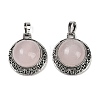 Natural Rose Quartz Half Round Pendants PALLOY-R159-01AS-12-1