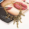 Halloween Themed Pirate Skull Alloy Bib Necklace for Women HAWE-PW0001-215AG-2