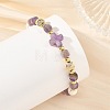 Natural Amethyst Faceted Cube Braided Bead Bracelets BJEW-JB14379-01-2