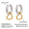 Two Tone Heart Stainless Steel Hoop Earrings YB7008-2-2
