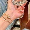 Brass Pave Clear AB Cubic Zirconia Bowknot Star Link Bracelet Sets for Women KK-CBA6599-03G-1