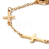 Ion Plating(IP) 304 Stainless Steel Cross Link Bracelet with Cable Chains for Women BJEW-F396-19G-2