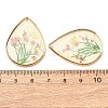 Brass & Transparent Epoxy Resin & Dried Flower Pendants RESI-G133-02G-01-3
