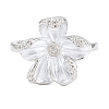 Flower Brass Micro Pave Cubic Zirconia & Enamel Cuff Ring Settings KK-CBAC351-06P-02-1
