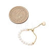 Adjustable Natural Pearl & Brass Silder Finger Rings RJEW-JR00964-2
