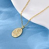 925 Sterling Silver Oval with Engraved Rose Flower Pendant Necklaces for Women NJEW-D316-03G-3