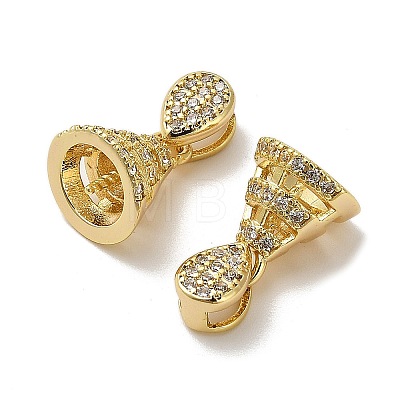 Rack Plating Brass Micro Pave Cubic Zirconia Cup Pearl Peg Bails Pin Pendants KK-S397-14G-1