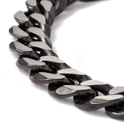 Ion Plating(IP) 304 Stainless Steel Curb Chains Bracelet for Men Women BJEW-B063-01B-1