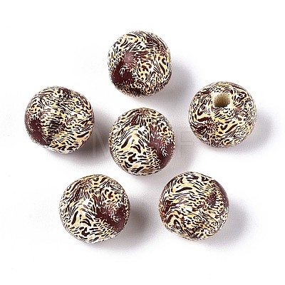 Printed Schima Wood Beads WOOD-N017-01E-1