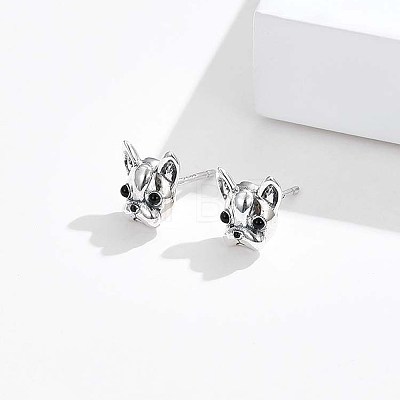 Rhodium Plated 925 Sterling Silver Stud Earrings STER-BB72117-1