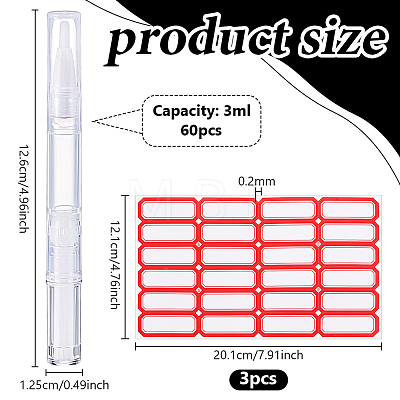 60Pcs Transparent PP Twist Pens MRMJ-AR0001-31-1