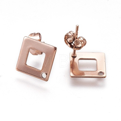 Ion Plating(IP) 304 Stainless Steel Stud Earring Findings LS-STAS-O119-13RG-1