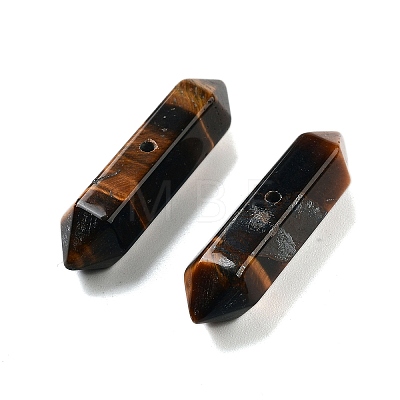 Natural Tiger Eye Double Terminal Pointed Beads G-A231-01C-1