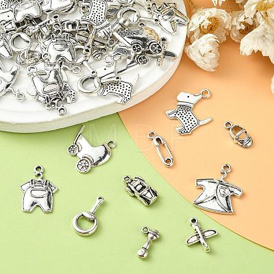 100Pcs 10 Styles Tibetan Style Alloy Charms TIBEP-CJ0002-65-1