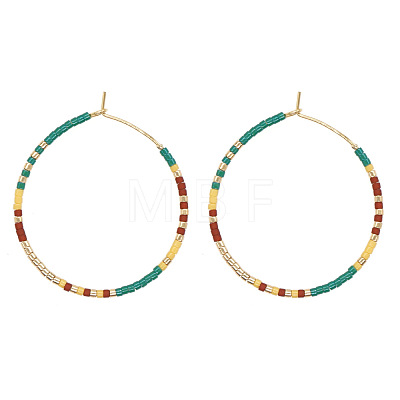 Handmade Glass Seed Beads Hoop Earrings HQ0649-2-1