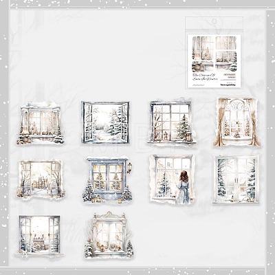 10PCS Winter Scenery PVC Self-Adhesive Stickers PW-WG524AB-01-1