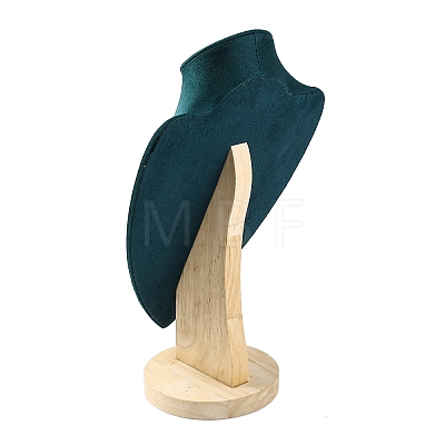 Bust Shaped Microfiber & Wood Jewelry Necklace & Earrings Display Stands NDIS-H042-01C-01-1