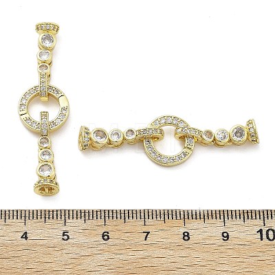 Brass with Clear Cubic Zirconia Fold Over Clasps KK-Z080-09G-1