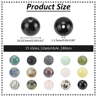  180Pcs 15 Styles Natural Mixed Gemstone Beads Sets G-NB0005-17-1