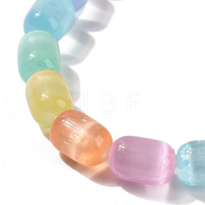 Dyed Natural Selenite Oval Beaded Stretch Bracelet for Women BJEW-I312-03A-1